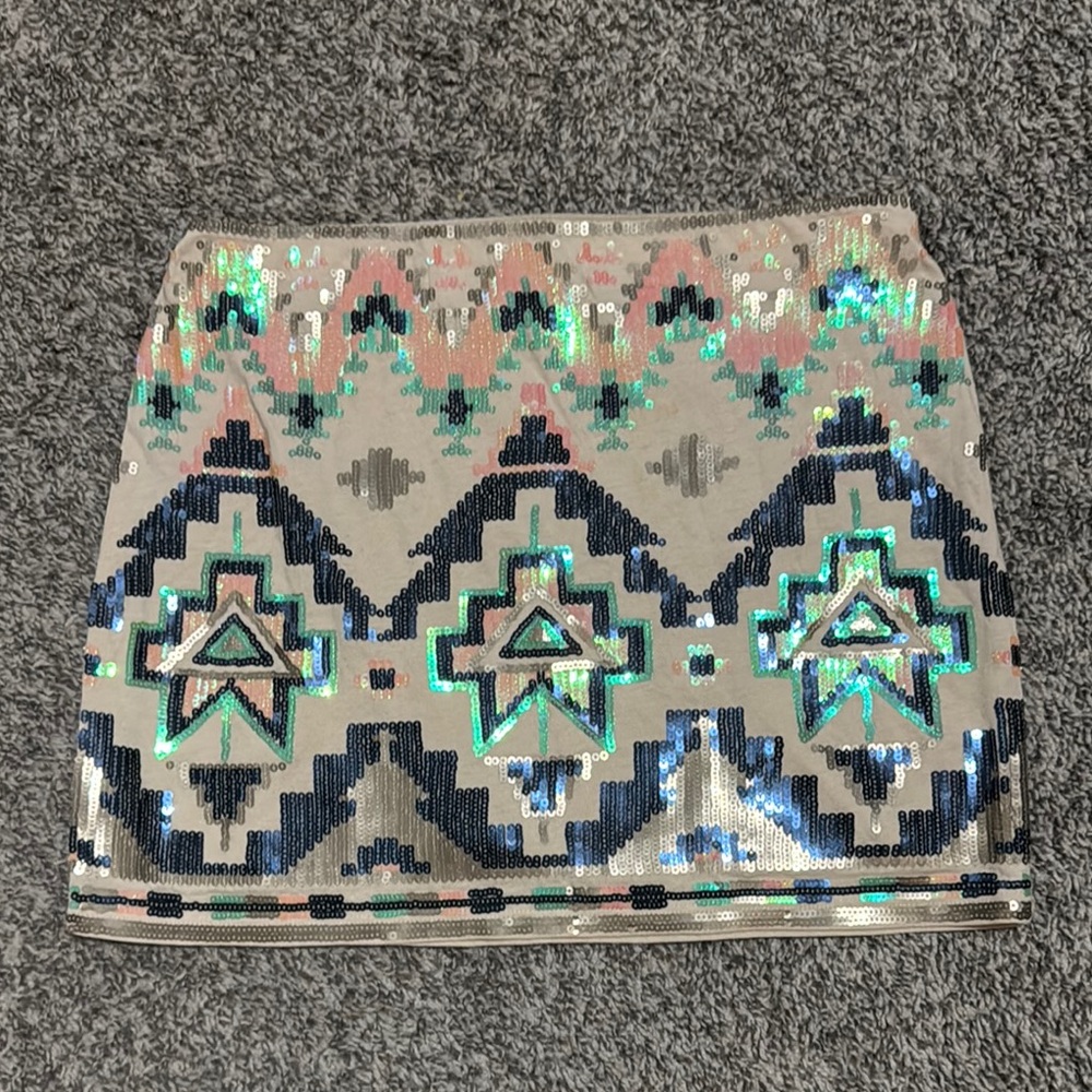 Express Sequin Geometric Pattern Skirt XS